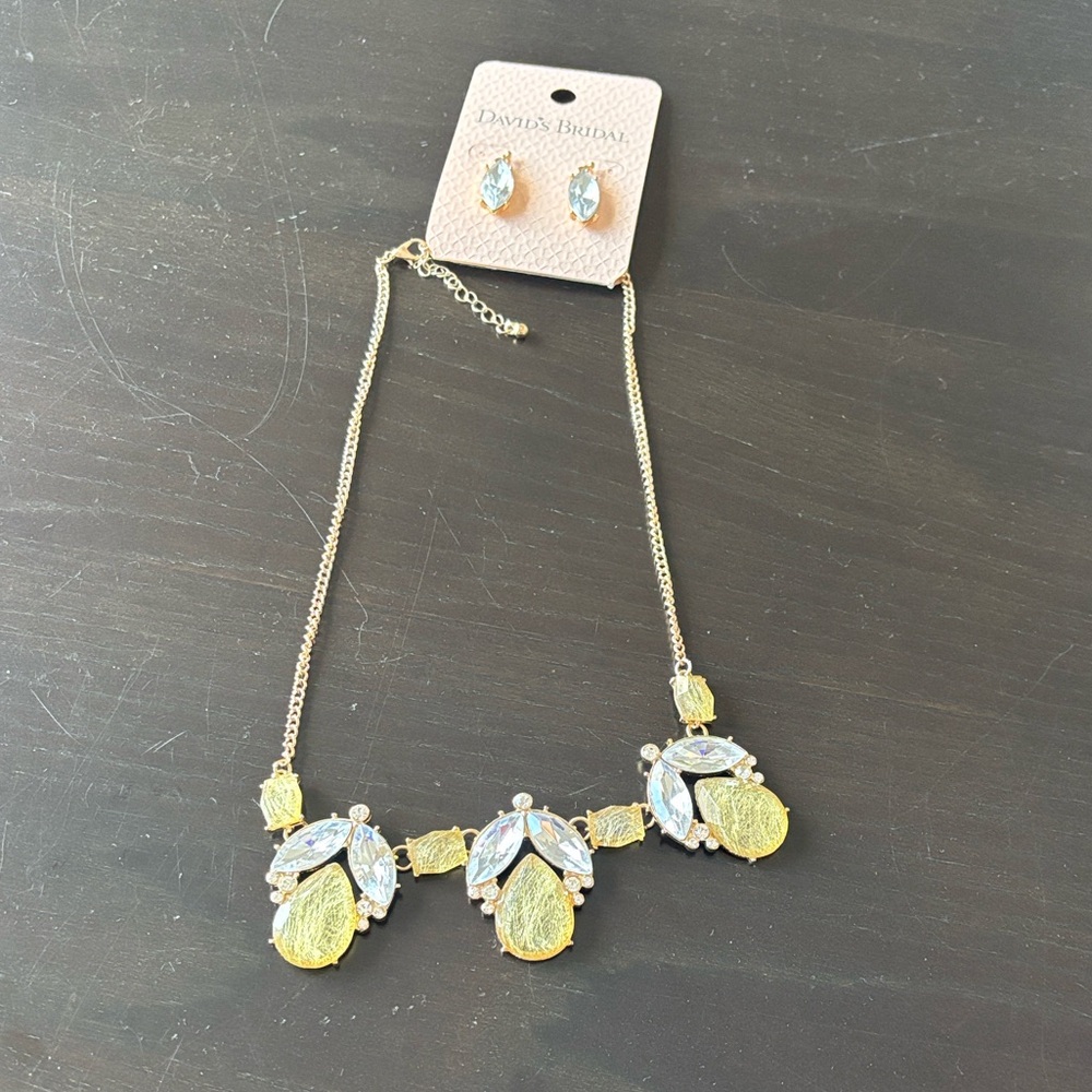 David's Bridal Gold and Silver Necklace with Earrings